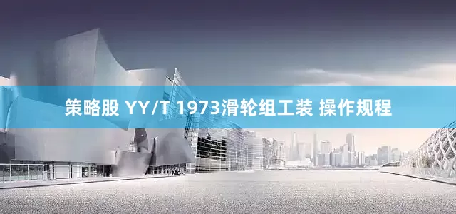 策略股 YY/T 1973滑轮组工装 操作规程